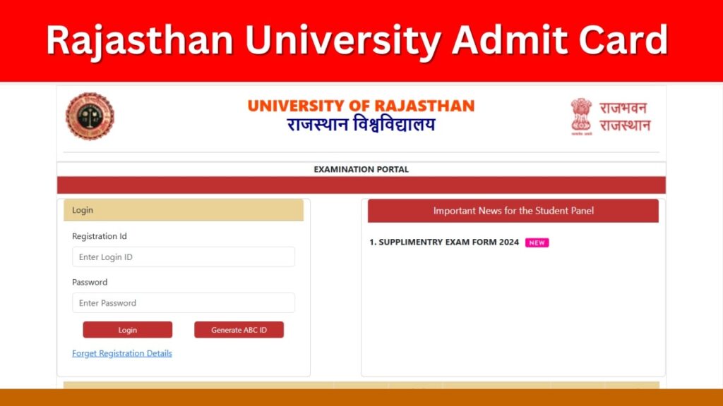 Rajasthan University UNIRAJ Admit Card 2025