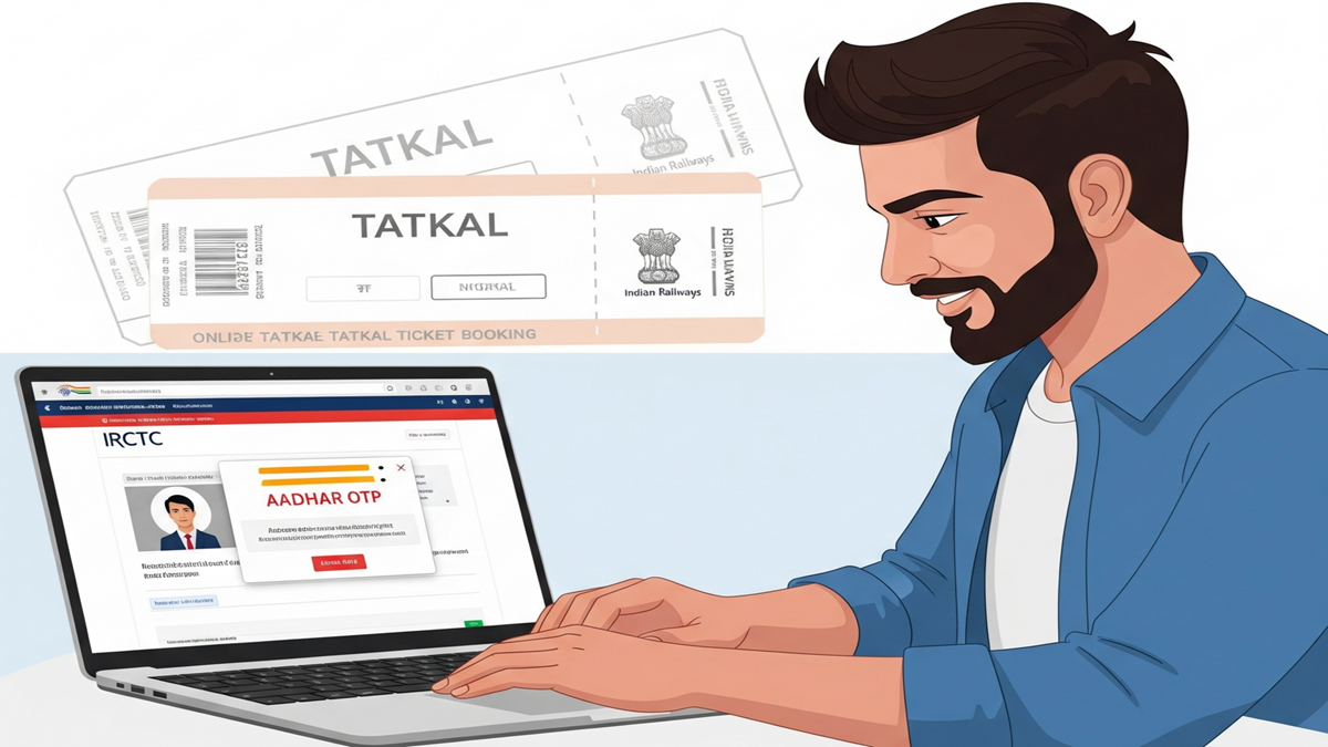 रेलवे के तत्काल टिकट बुकिंग में नए नियम,1 जुलाई से आधार वेरिफिकेशन अनिवार्य, पहले 30 मिनट एजेंट्स पर रोक