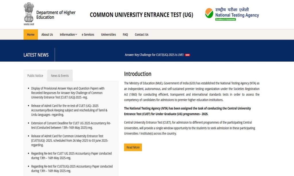 CUET UG Result 2025 Direct Link