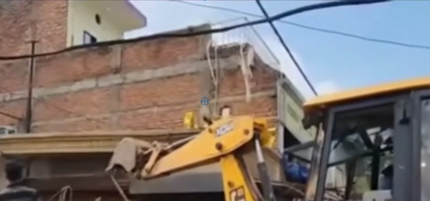 Bulldozer running near Chirahulnath temple in Rewa