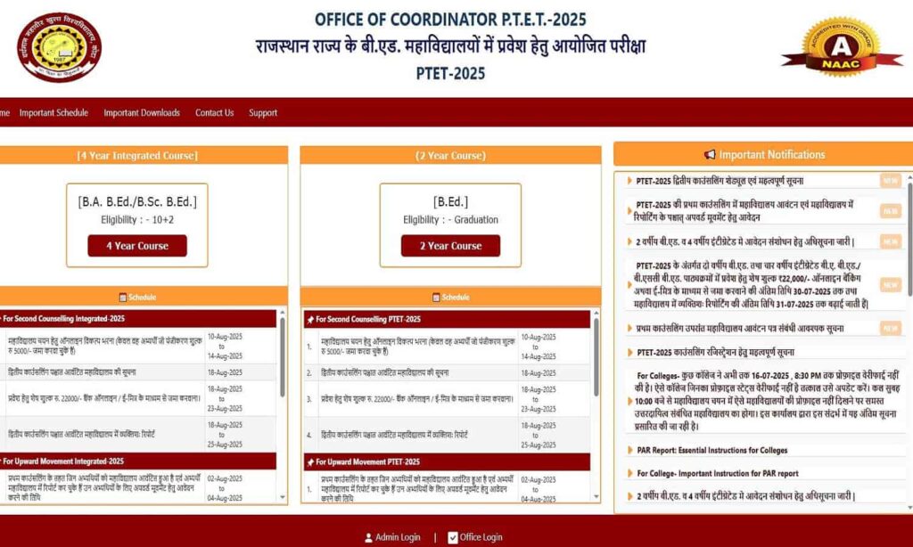 Rajasthan PTET 2025 Round 2 Seat Allotment List