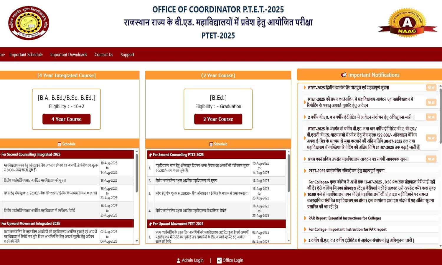 Rajasthan PTET 2025 Round 2 Seat Allotment List
