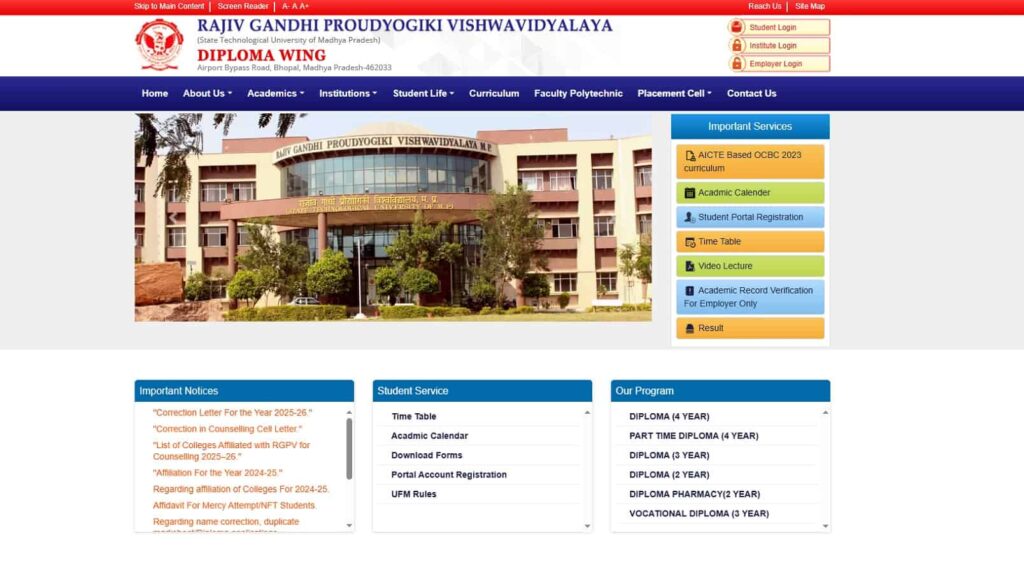 RGPV Diploma Result 2025 Direct Link