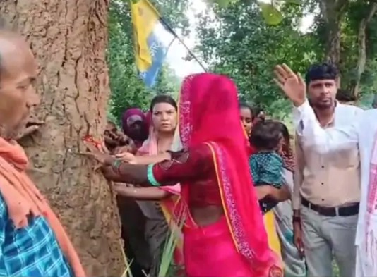 Tribals protest against tree felling in Singrauli
