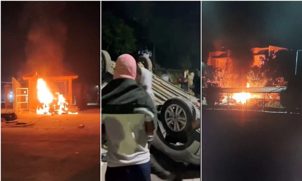 MP में छात्रों द्वारा बस और VC की कार में आग लगाने की घटना