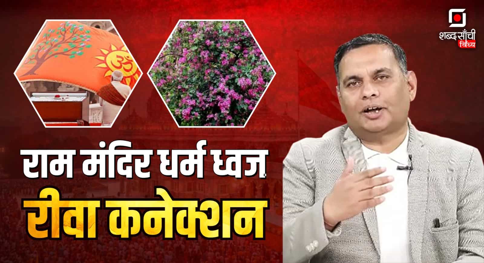 राम मंदिर धर्म ध्वज पर बने ओम, सूर्य और कोविदार वृक्ष के प्रतीक की तस्वीर