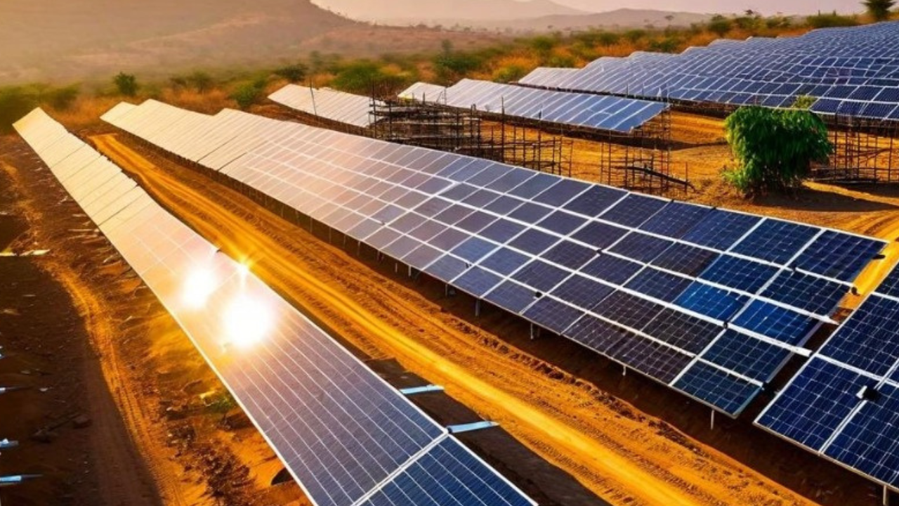 Large solar power plant installation representing a major renewable energy project order in India