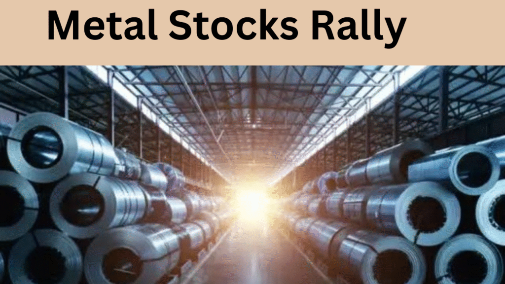 Steel and metal coils inside a warehouse representing metal stocks rally