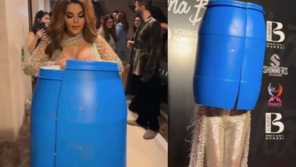 Rakhi Sawant With Blue Drum