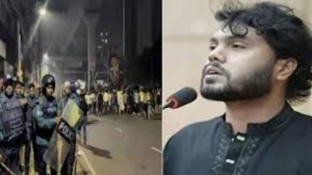 Police personnel during investigation in Usman Hadi murder case after arrest of accused associate