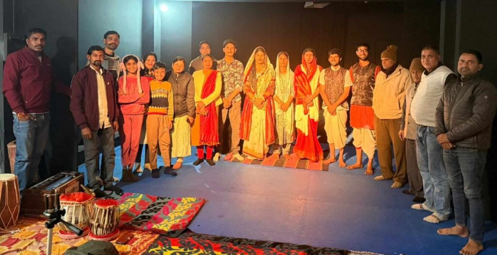 Participants performing a theatre exercise during the national theatre workshop organised by Indravati Natya Samiti.
