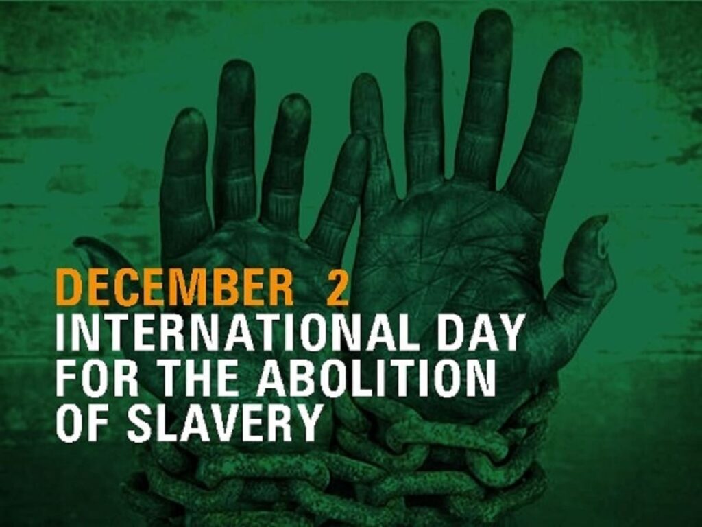 International Day of Abolition of Slavery 2025 वैश्विक जागरूकता पोस्टर