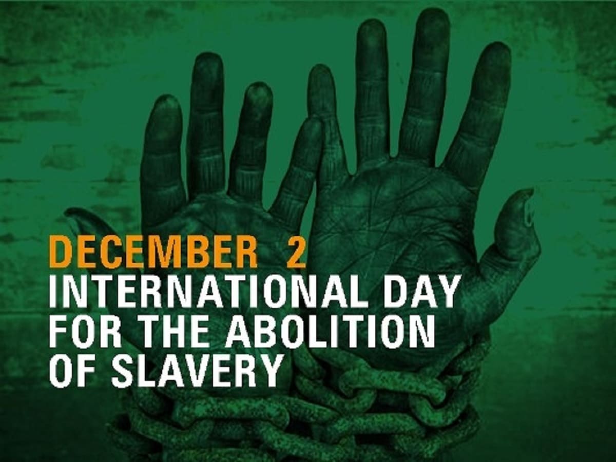 International Day of Abolition of Slavery 2025 वैश्विक जागरूकता पोस्टर