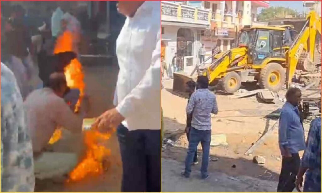 Self-immolation attempt during encroachment removal drive, officials present at site