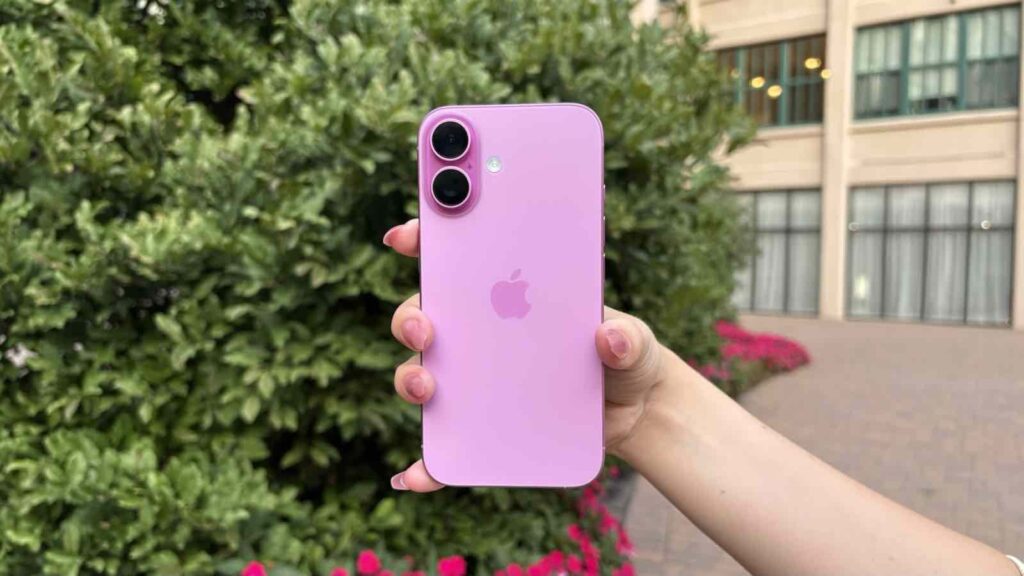 Apple iPhone 16 displayed on a retail platform highlighting a sharp price drop during a year-end sale.