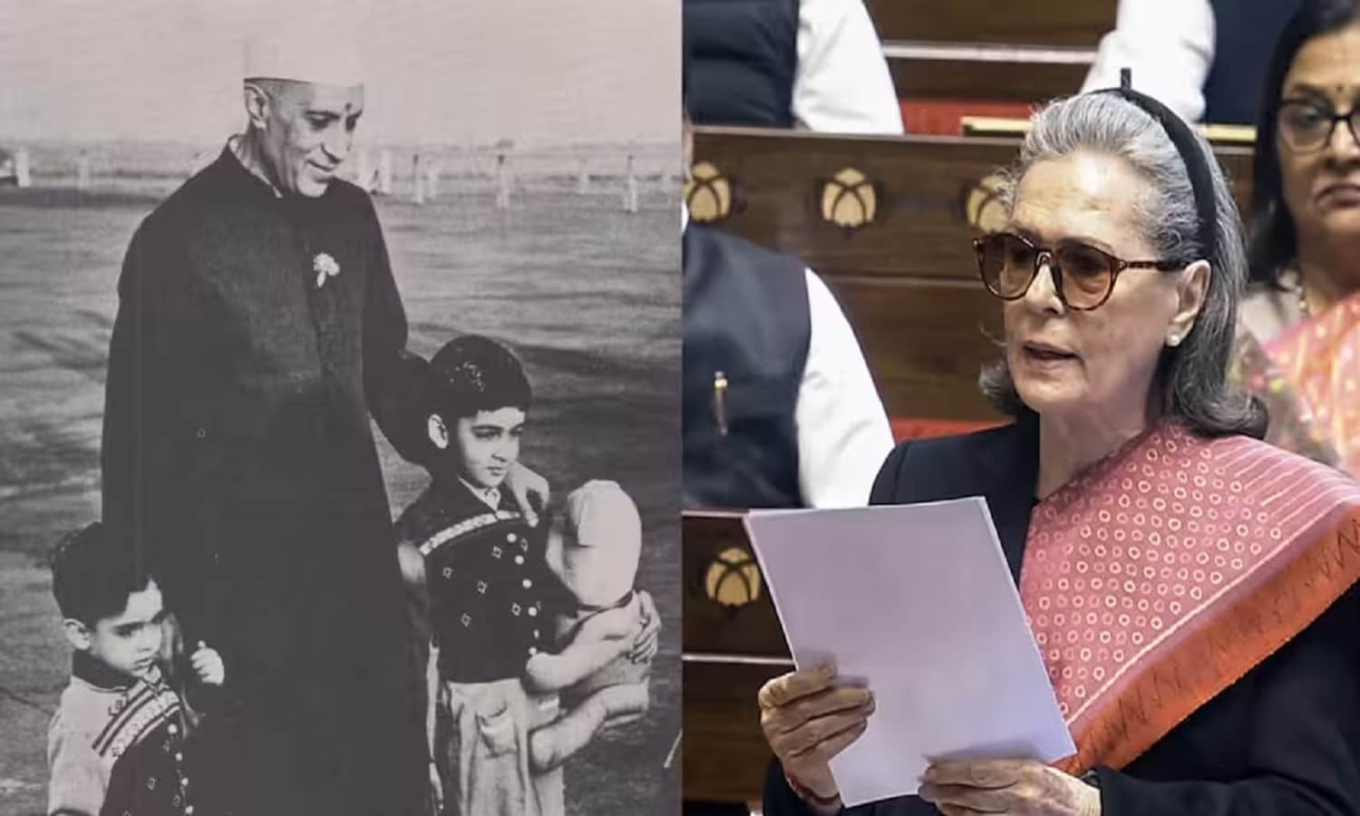 Sonia Gandhi at a public event amid controversy over Nehru-related documents