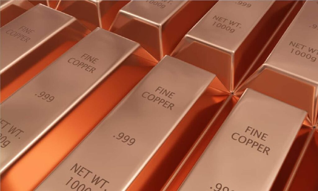 Fine copper bars stacked together, representing copper prices and metal market trends.
