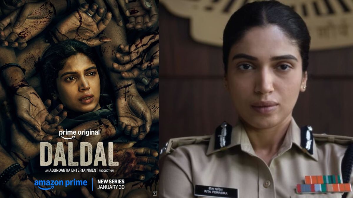 Bhumi Pednekar as DCP Rita Ferreira in Daldal web series poster and scenes.