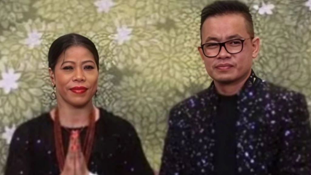Indian boxer Mary Kom with her husband Onler Kom during a public event.