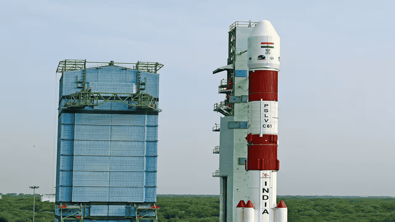 PSLV C62 rocket on launch pad before mission failure during third stage operation in India