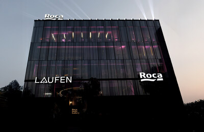 Roca Group executives speaking at the launch event of Roca Delhi Gallery in India