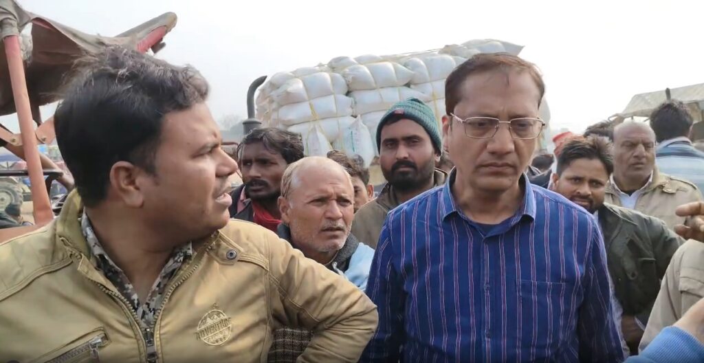 Angry farmers blocked the road