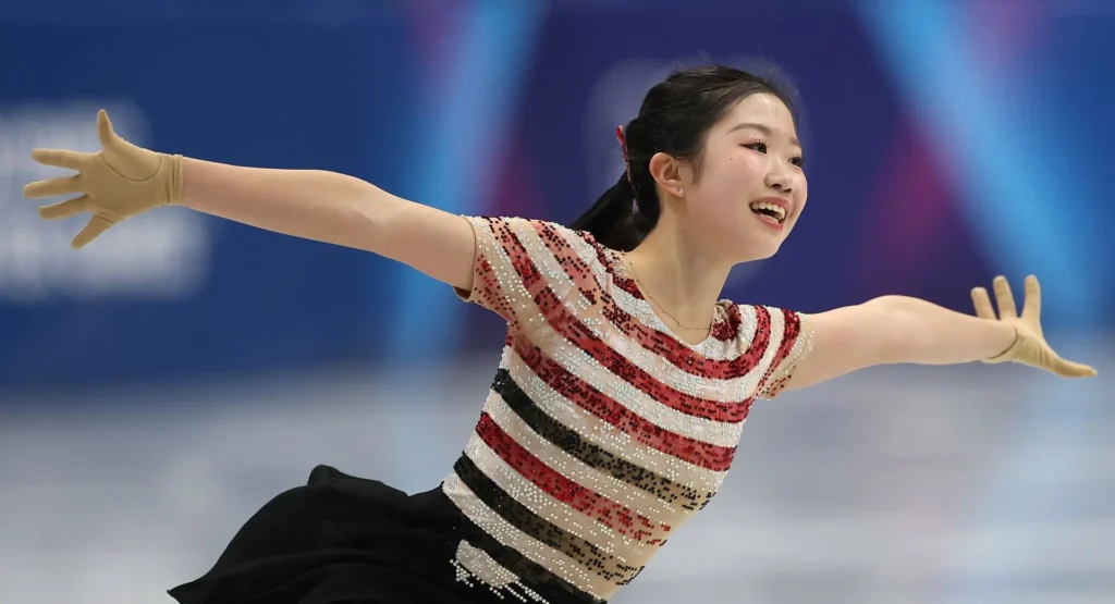 Ami Nakai of Japan performs her short program at the Milano Cortina 2026 Winter Olympics in Milan.