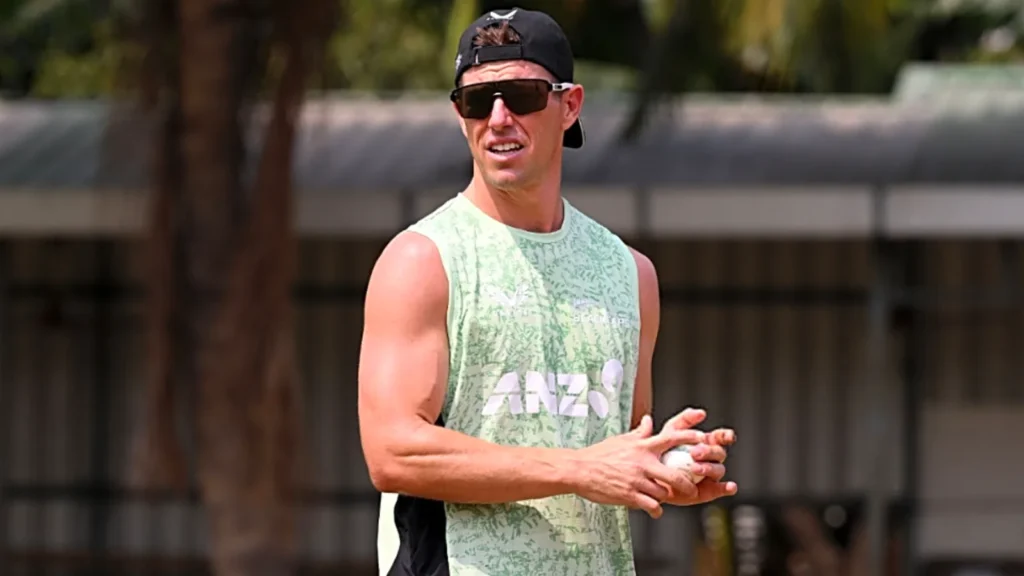 Cole McConchie during a New Zealand cricket training session holding a ball.