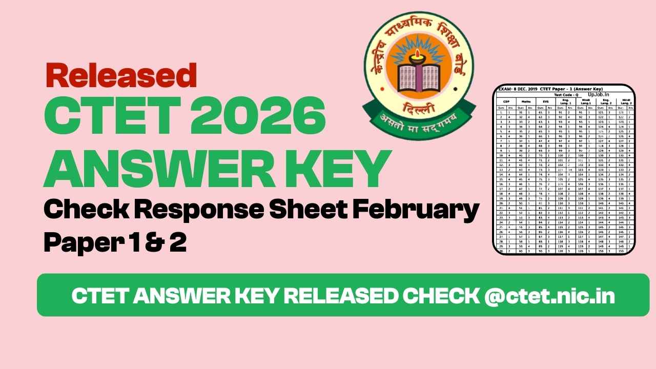 Official CTET 2026 examination portal login screen for downloading answer keys and response sheets.