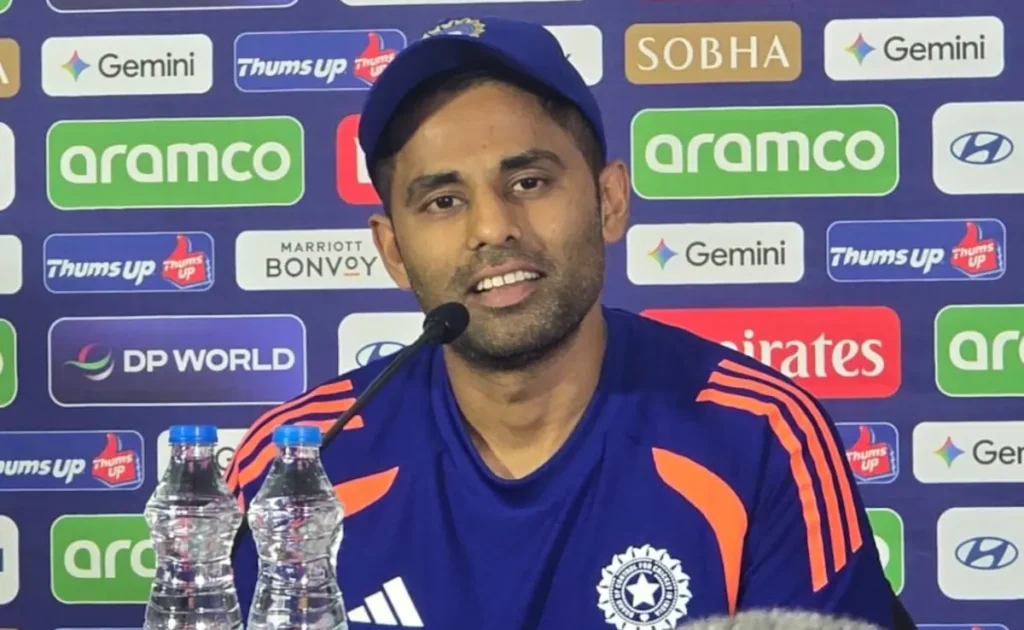 Suryakumar Yadav gestures during India vs Zimbabwe T20 World Cup Super 8 prep.