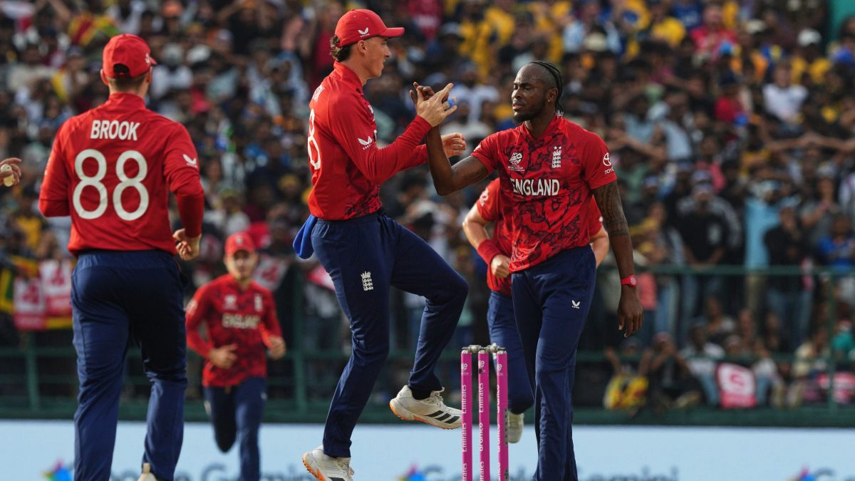 England cricketer Will Jacks celebrating a wicket during the T20 match against Sri Lanka in Pallekele.