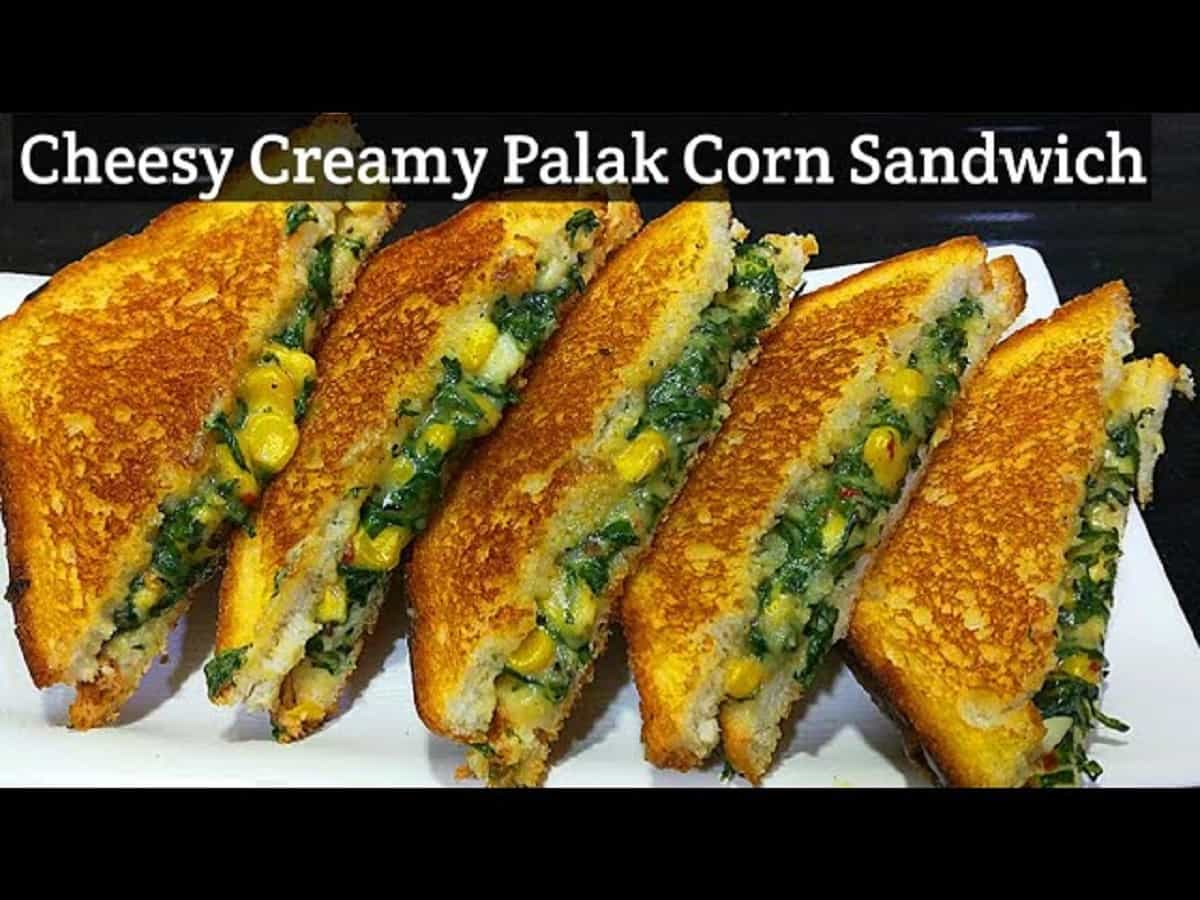 Healthy Sandwich Corn Sandwich Recipe : हेल्दी-झटपट तैयार होने वाली डिश-पालक कॉर्न सैंडविच