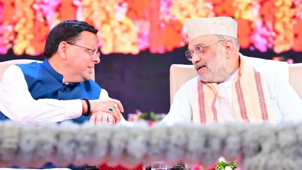 Union Home Minister Amit Shah praises CM Dhami at Haridwar rally.