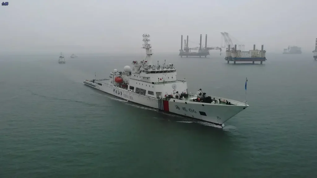 Map illustrating the Air Defense Identification Zone and the typical operational area of Chinese vessels around Taiwan.
