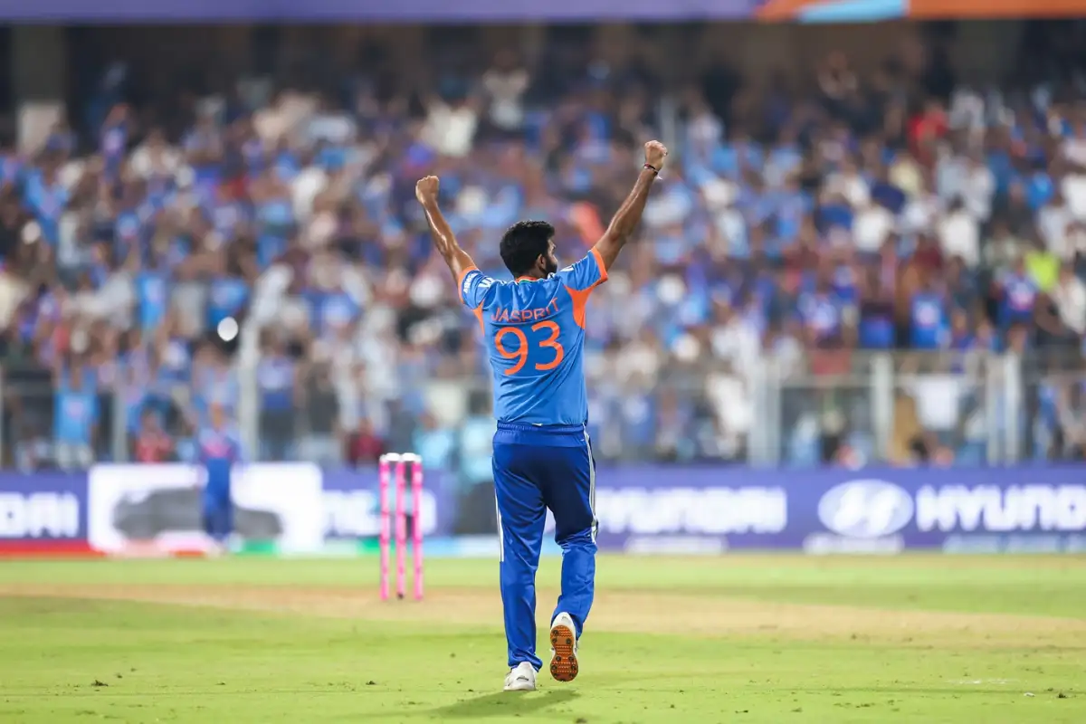 Jasprit Bumrah celebrates a wicket during his match-winning T20 World Cup final spell in Ahmedabad.