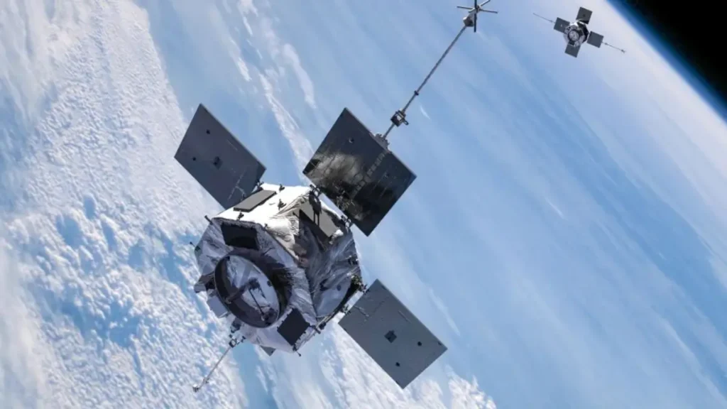 Illustration of the retired 600kg NASA satellite falling to Earth and burning in the atmosphere.