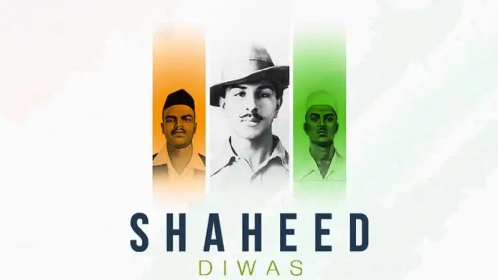 Archival portrait of Bhagat Singh, Rajguru, and Sukhdev for Shaheed Diwas 2026 remembrance.