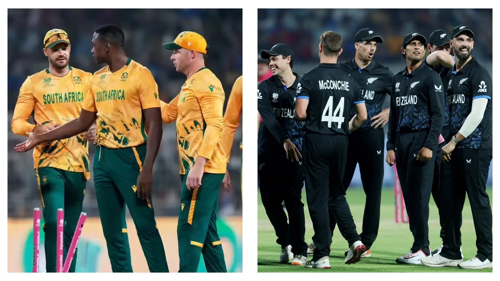 New Zealand and South Africa cricket players practice ahead of the 2nd T20I in Hamilton