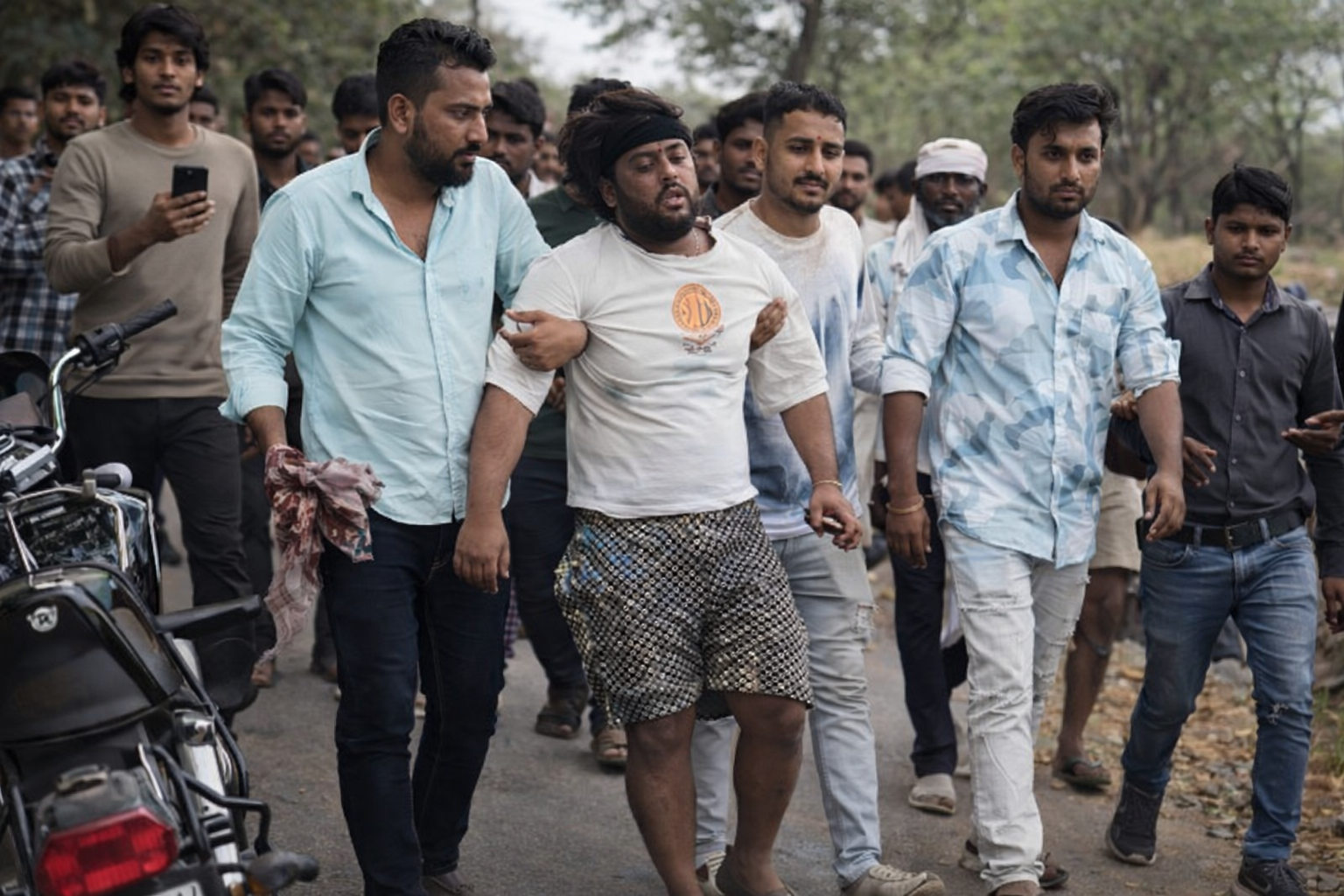 The accused released from jail on bail opened fire in broad daylight