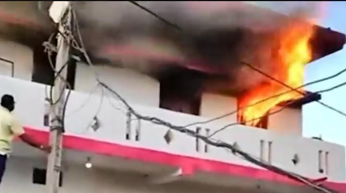 Major fire in two storey house in Rewa