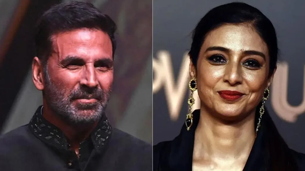 Akshay Kumar and Tabu together at the trailer launch of the film Bhoot Bangla.