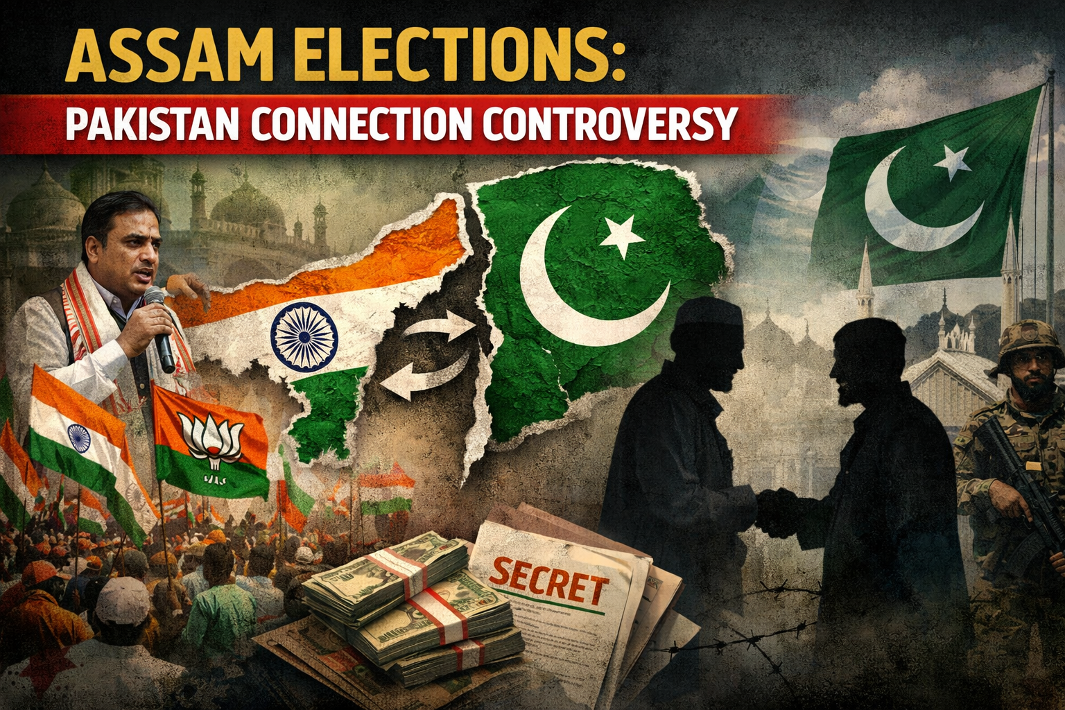 CM Himanta Biswa Sarma holding a press conference regarding the Assam election controversy.