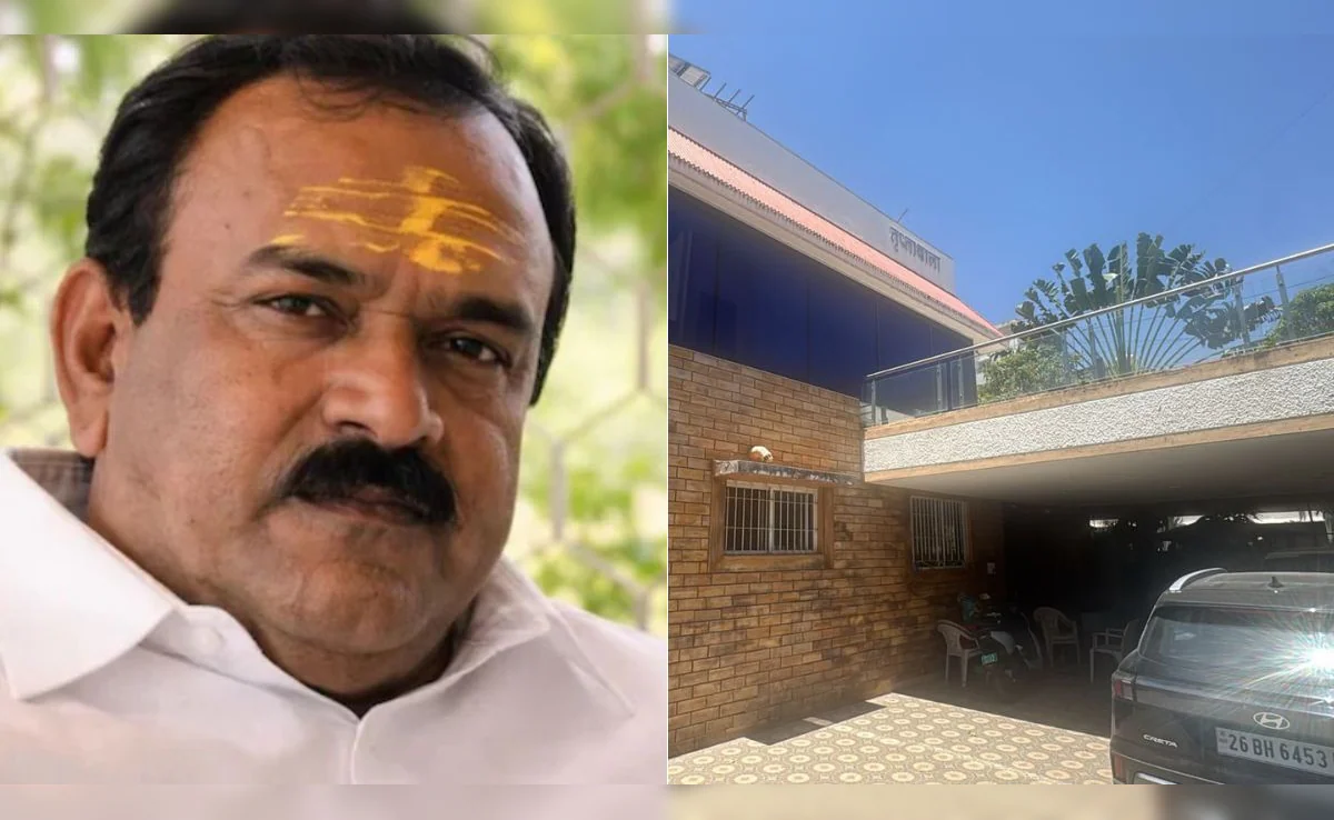 Enforcement Directorate officials conducting search operation at accused Kharat premises for money laundering probe.