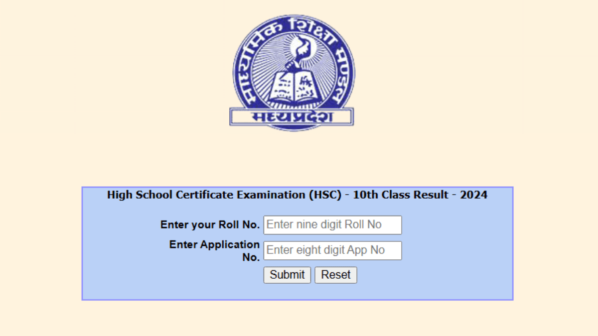 Official announcement of MPBSE Class 10th results 2026 showing the result checking window and login fields.