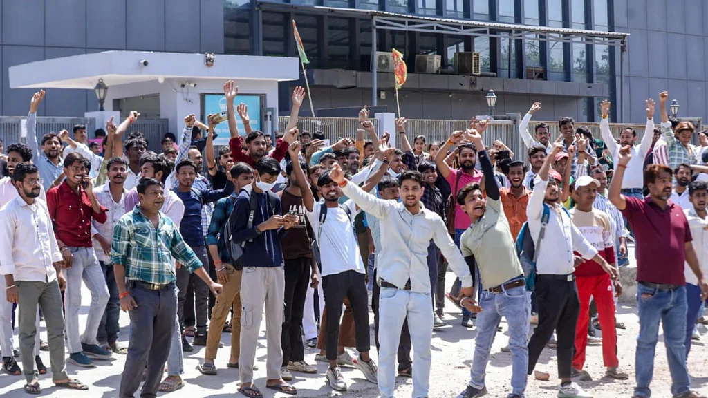 Police deployment in Noida industrial area after worker protest turns violent