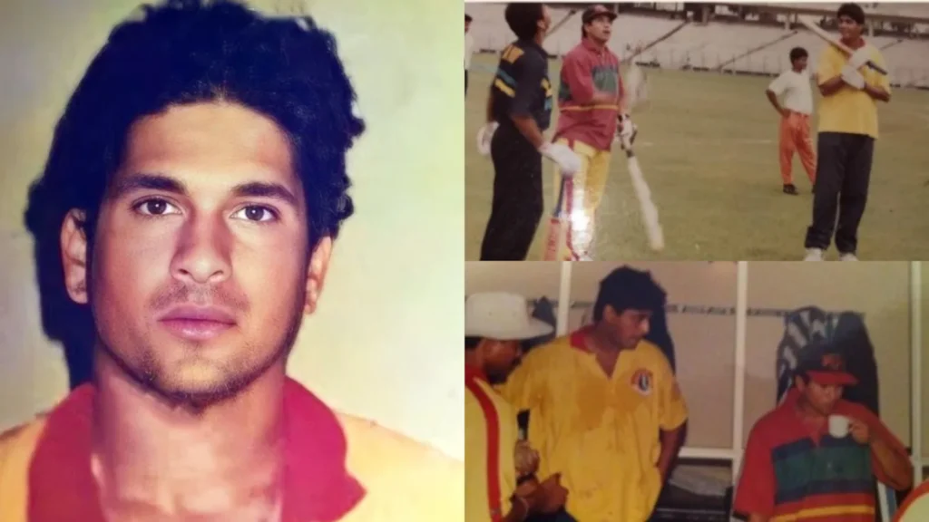 Sachin Tendulkar in East Bengal football jersey during a match in Kolkata.