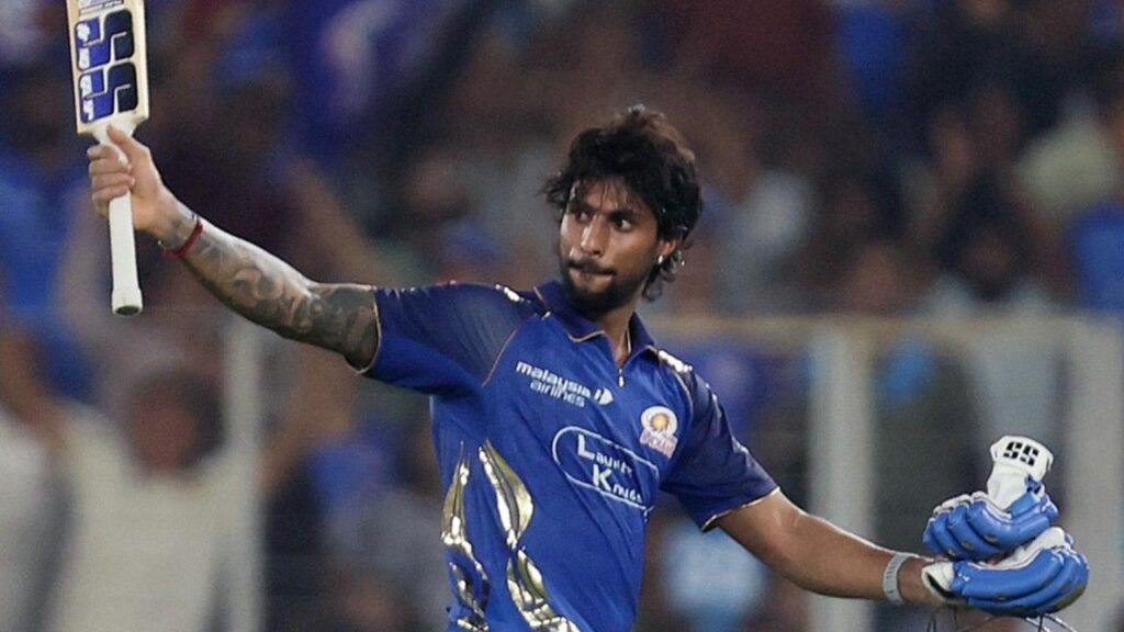Tilak Varma celebrating his record-breaking century against Gujarat Titans in IPL 2026 at Wankhede