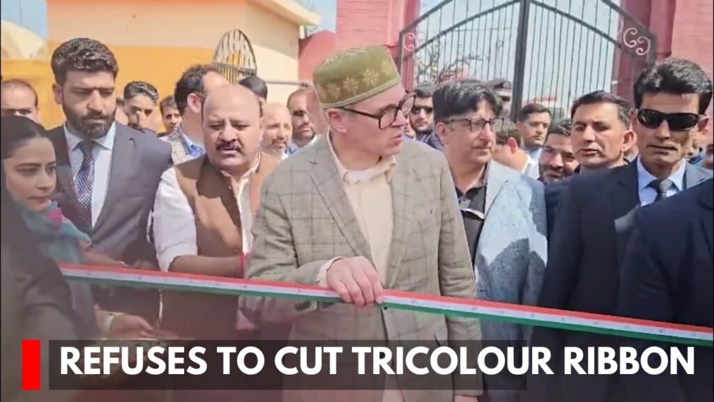 BJP spokesperson Altaf Thakur addressing media regarding the Kashmir Haat flag incident in Srinagar.