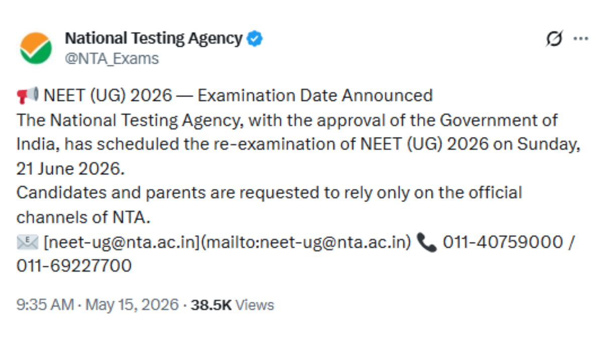 A medical student looking closely at the NEET UG examination notification on a laptop screen.