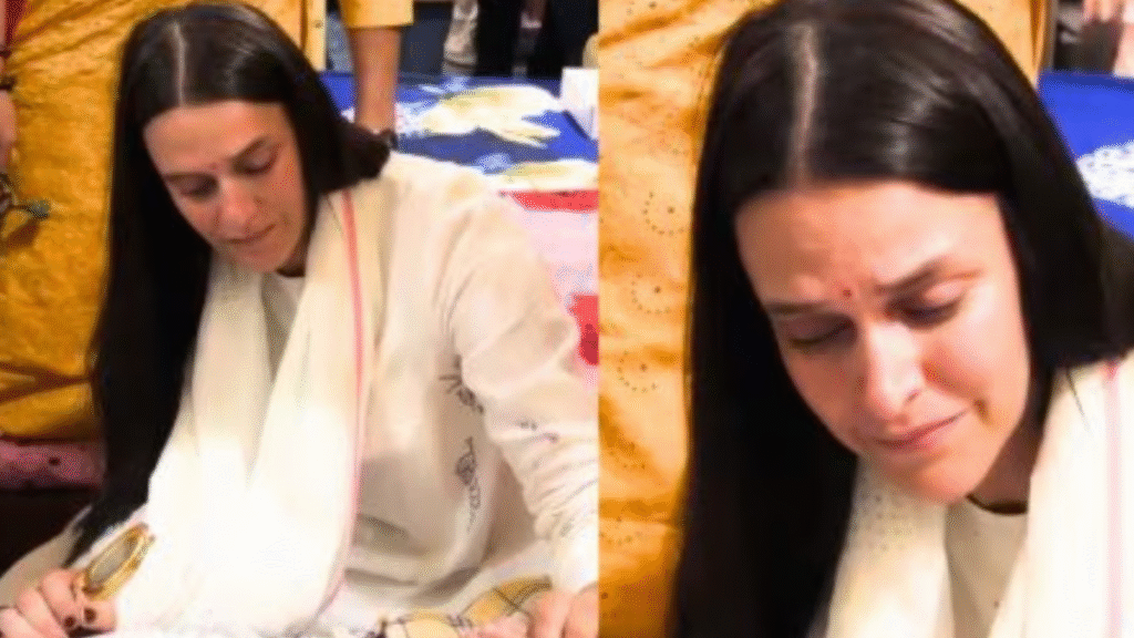 Neha Dhupia Viral Video: Actress seen with elderly women in an ashram